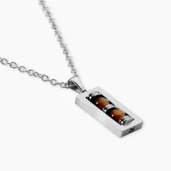 Collier Jourdan Acier Blanc Oeil De Tigre