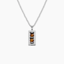 Collier Jourdan Acier Blanc Oeil De Tigre