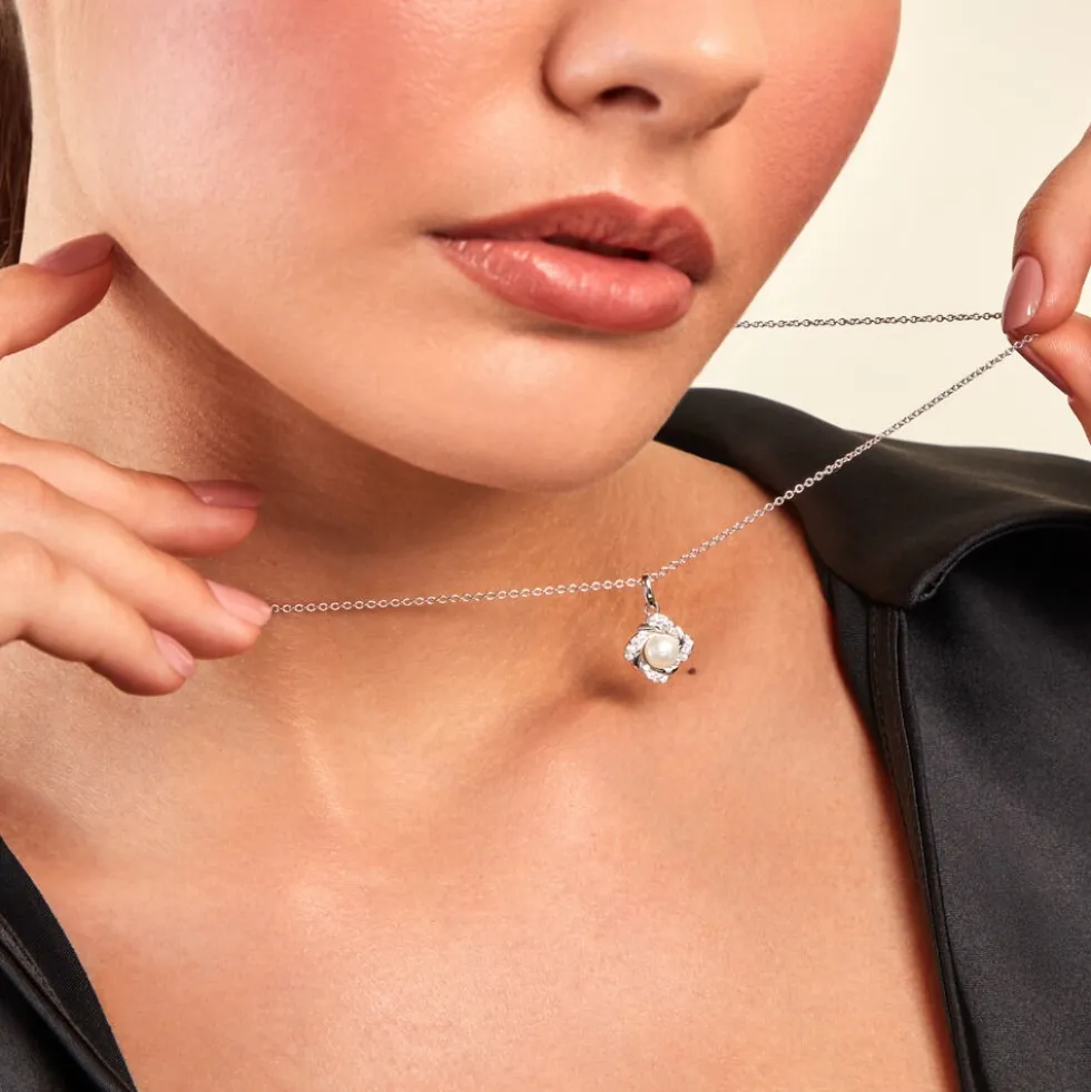 Collier Laetoria Argent Blanc Perle De Culture Oxyde De Zirconium