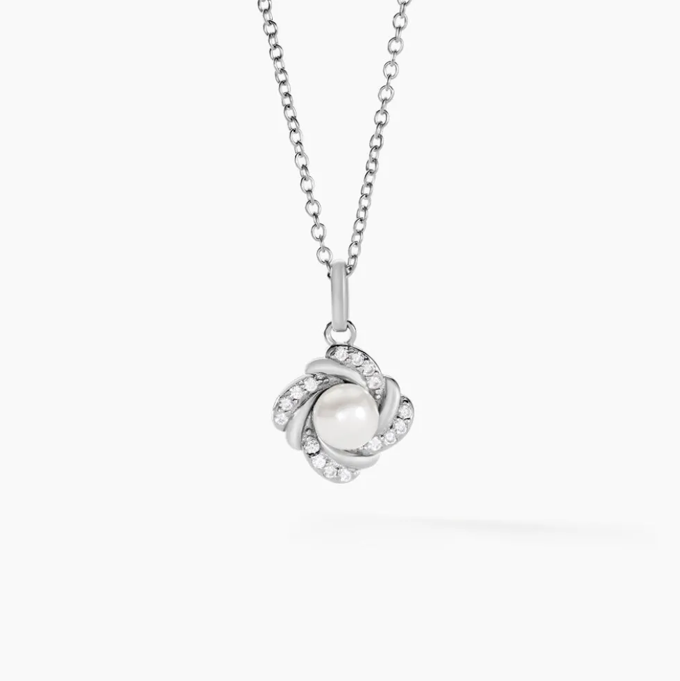Collier Laetoria Argent Blanc Perle De Culture Oxyde De Zirconium