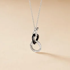 Collier Link Argent Blanc Céramique Et Oxyde De Zirconium