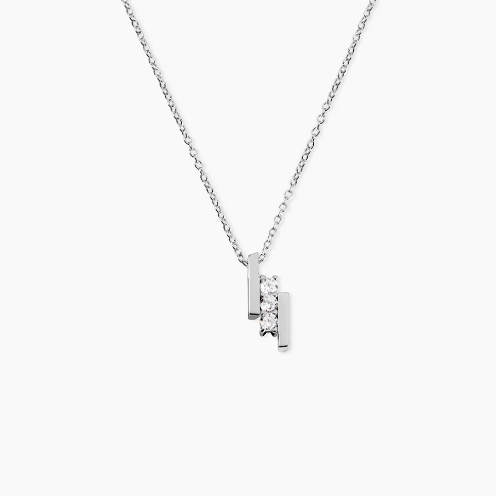 Collier Lousie Argent Blanc Oxyde De Zirconium