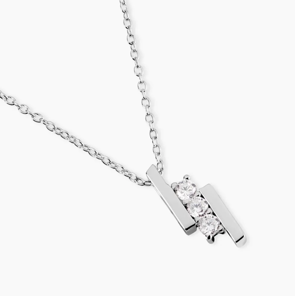 Collier Lousie Argent Blanc Oxyde De Zirconium