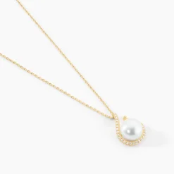 Collier Lucinda Or Jaune Perle De Culture Et Oxyde De Zirconium