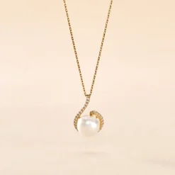 Collier Lucinda Or Jaune Perle De Culture Et Oxyde De Zirconium