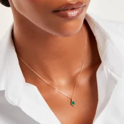 Collier Luminea Or Jaune Malachite Oxyde De Zirconium