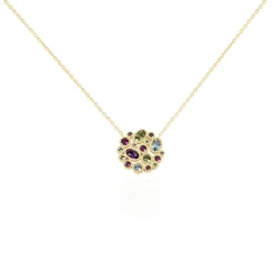 Collier Lutine Plaqué Or Jaune Oxyde Et Pierre De Synthese