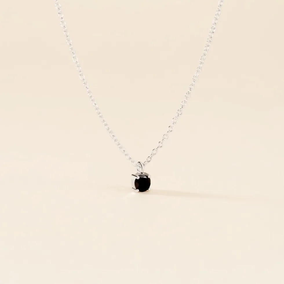 Collier Lylwenn Argent Blanc Oxyde De Zirconium Noir