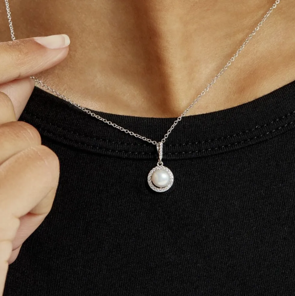 Collier Mathie Argent Blanc Perle De Culture Et Oxyde De Zirconium