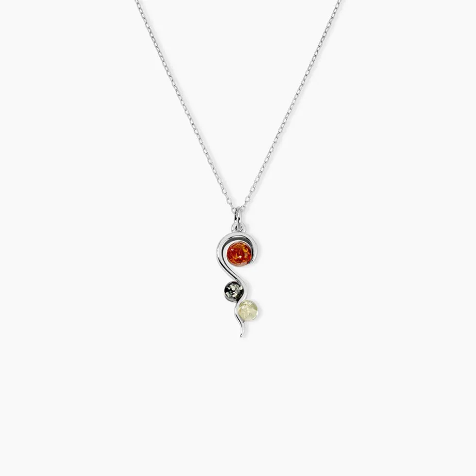 Collier Murriel Argent Blanc Ambre