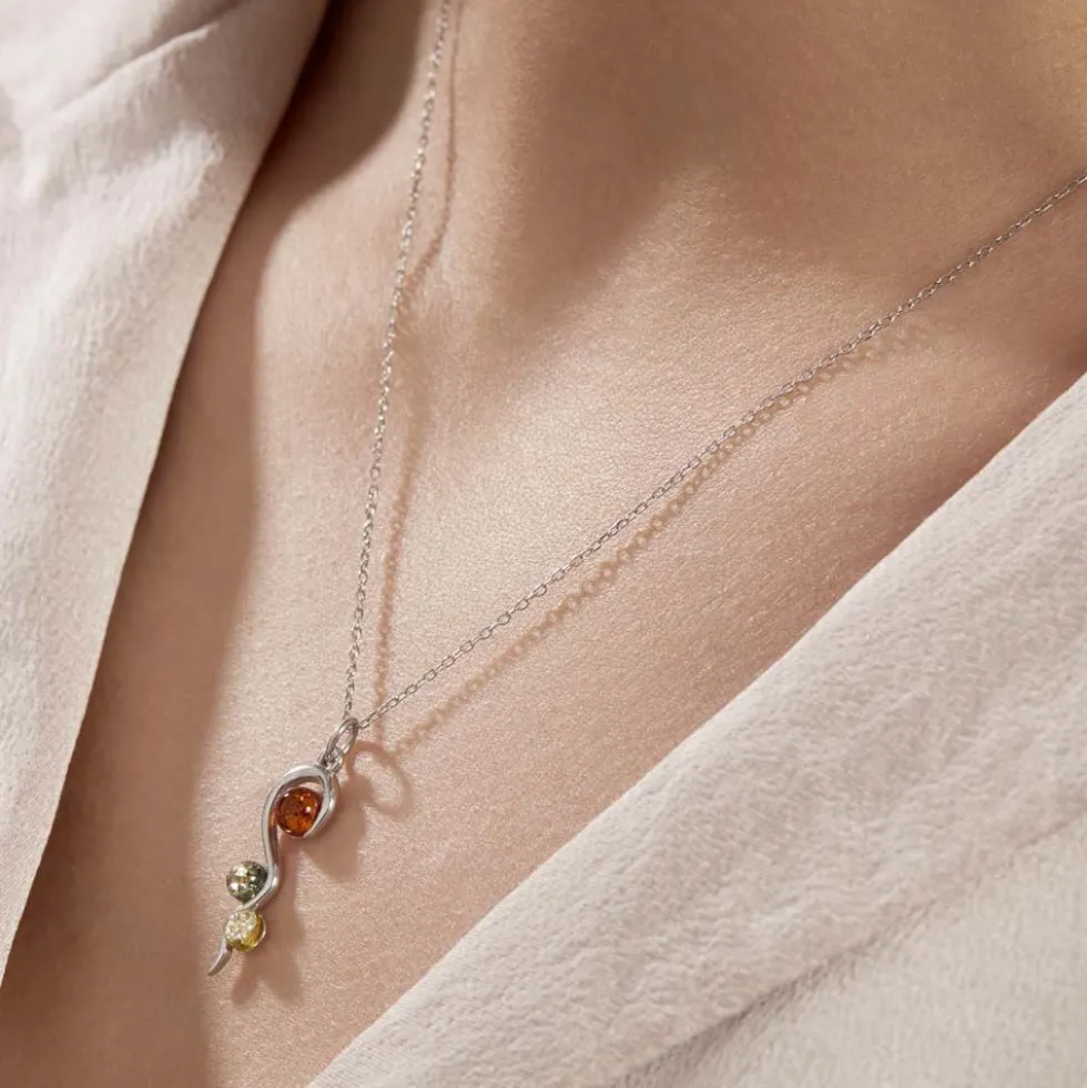 Collier Murriel Argent Blanc Ambre