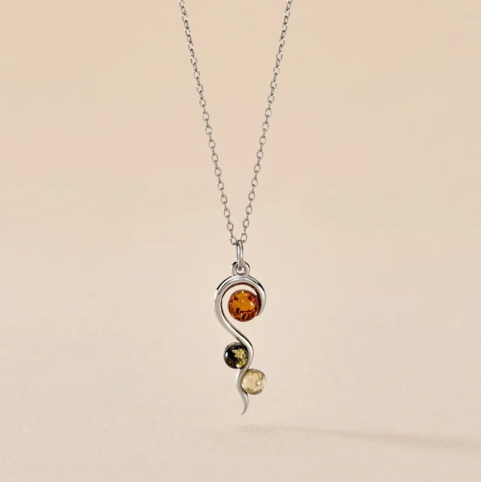 Collier Murriel Argent Blanc Ambre
