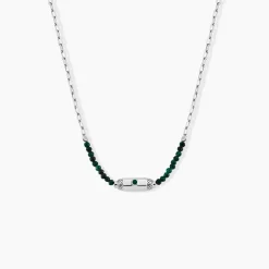 Collier Mystic Argent Blanc Malachite