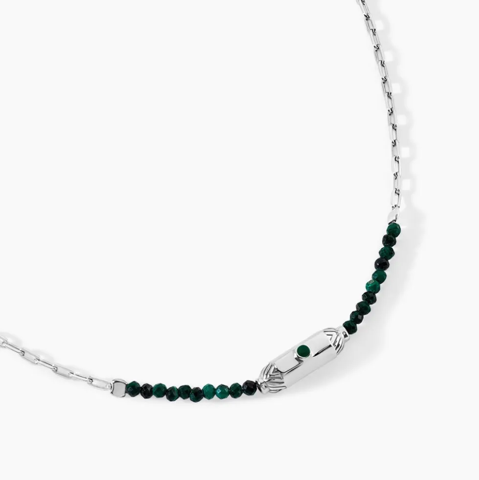 Collier Mystic Argent Blanc Malachite