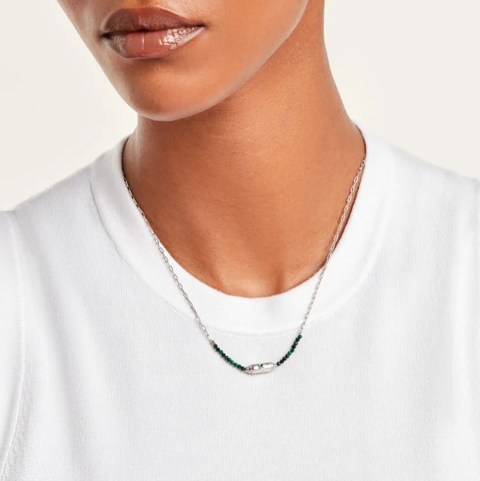 Collier Mystic Argent Blanc Malachite