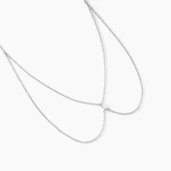Collier Navette Argent Blanc Oxyde De Zirconium