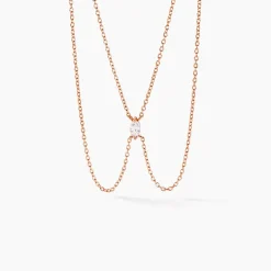 Collier Navette Argent Rose Oxyde De Zirconium