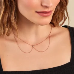Collier Navette Argent Rose Oxyde De Zirconium