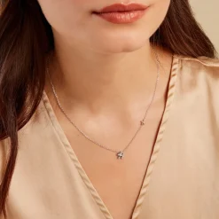 Collier Nelle Or Jaune Argent Blanc Oxyde De Zirconium