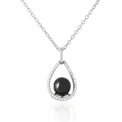 Collier Nerea Argent Blanc Céramique Et Oxyde De Zirconium