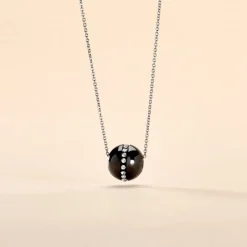 Collier Nina Cera Argent Blanc Strass Et Céramique