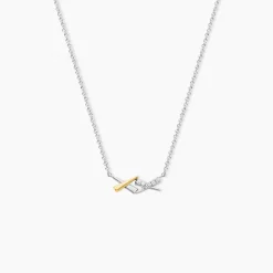 Collier Or Jaune Argent Blanc Oxyde De Zirconium
