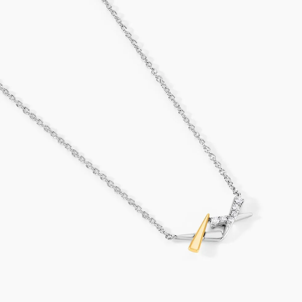 Collier Or Jaune Argent Blanc Oxyde De Zirconium