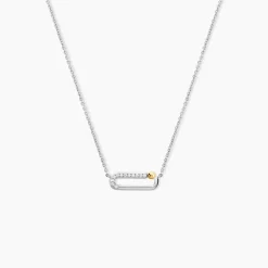 Collier Or Jaune Argent Blanc Oxyde De Zirconium
