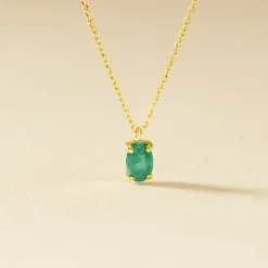 Collier Ovale Or Jaune Emeraude