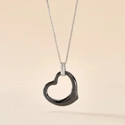 Collier Pam Argent Blanc Céramique Et Oxyde De Zirconium