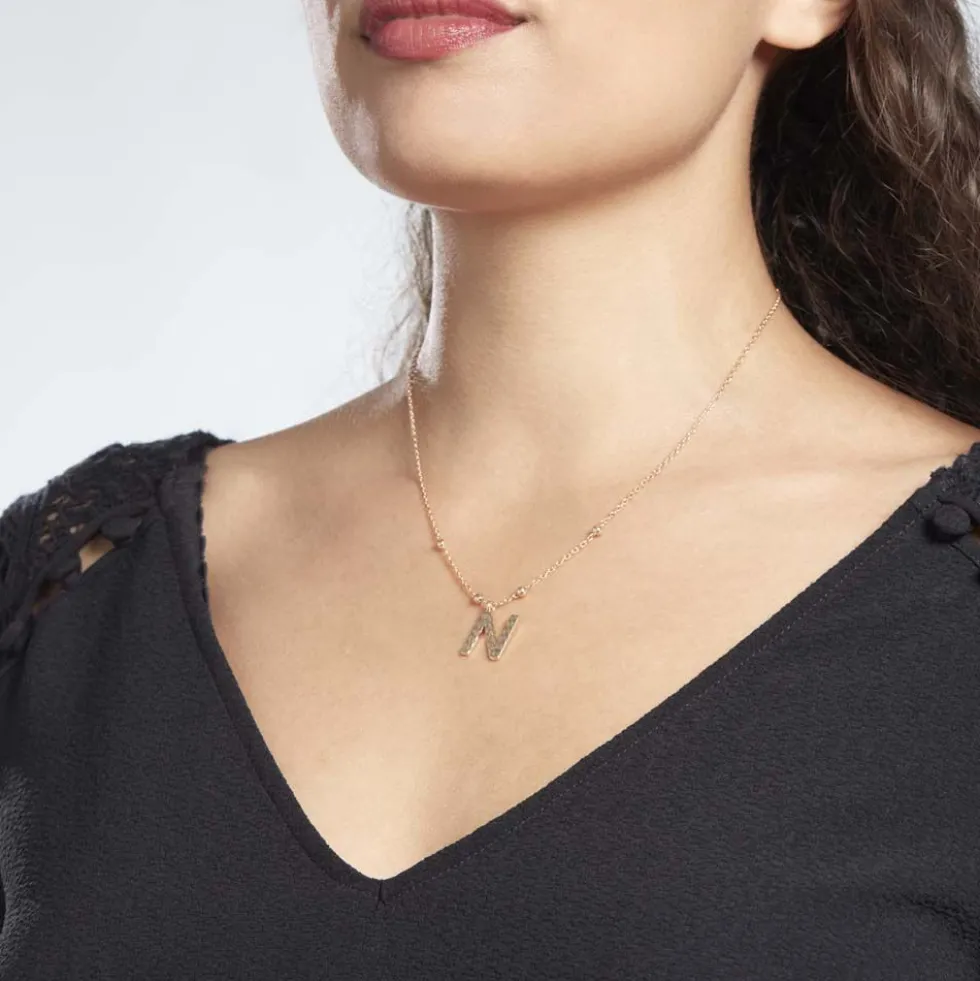 Collier Plaqué Or Jaune Lettra
