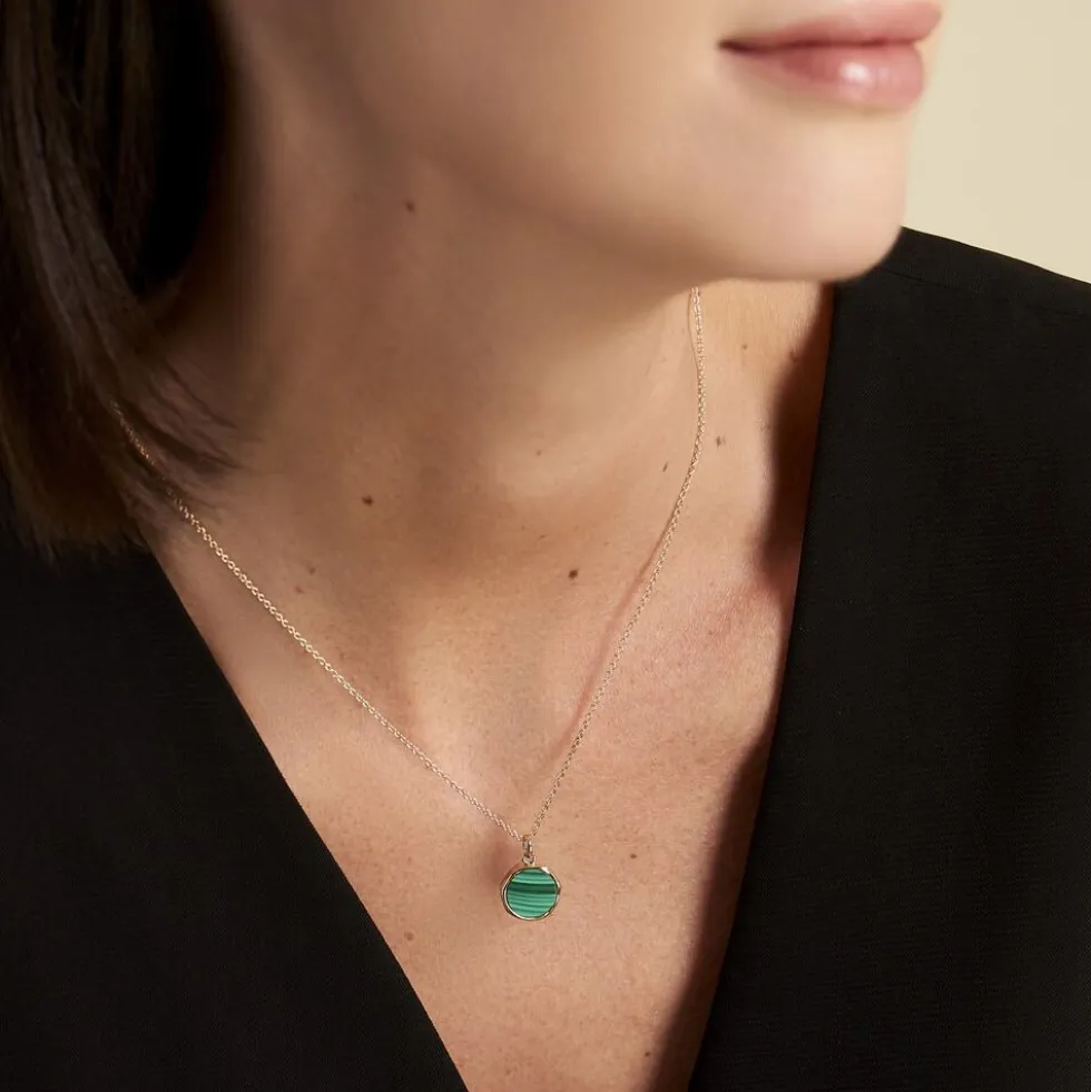 Collier Plaqué Or Neassa Malachite