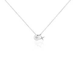 Collier Pluton Argent Blanc Oxyde De Zirconium