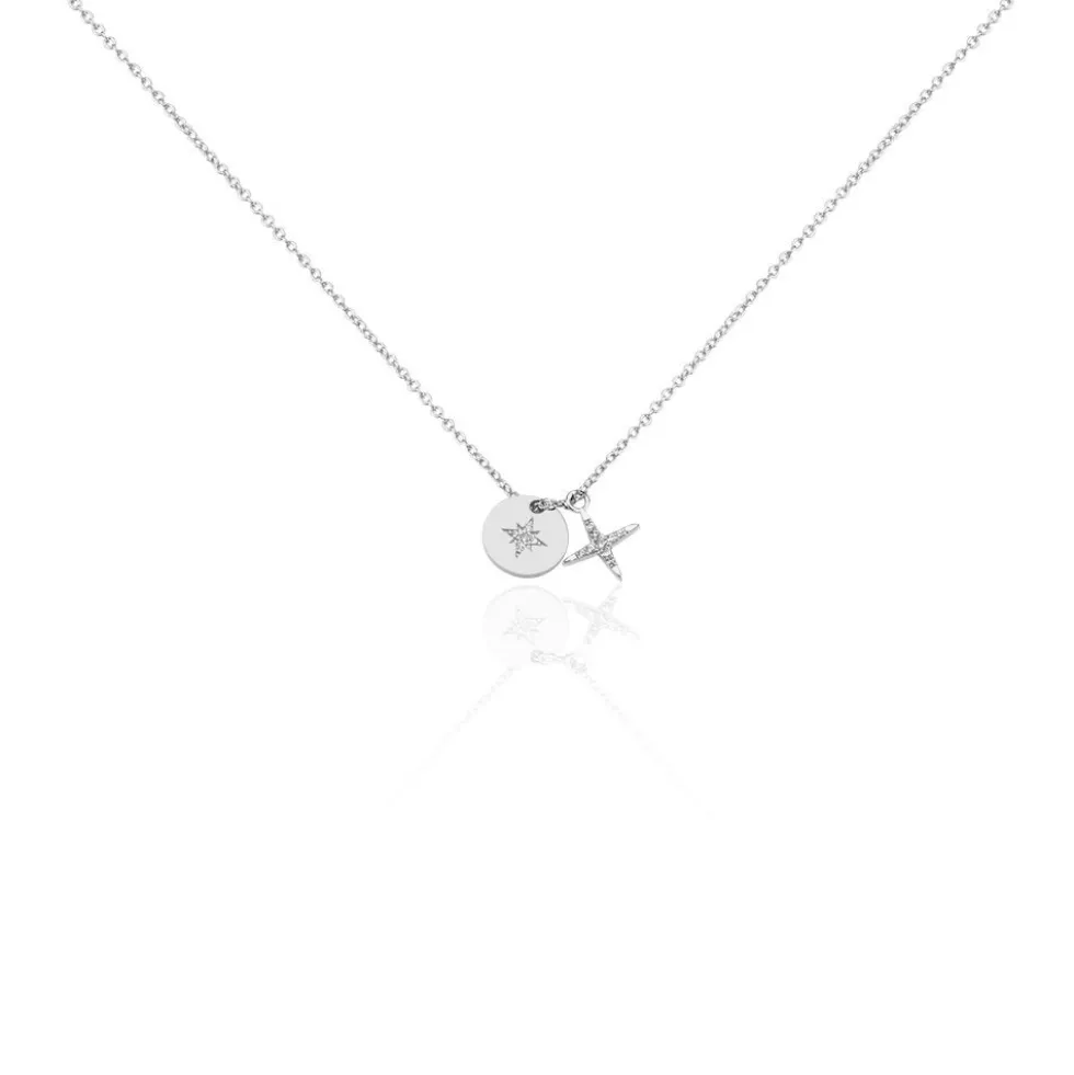Collier Pluton Argent Blanc Oxyde De Zirconium