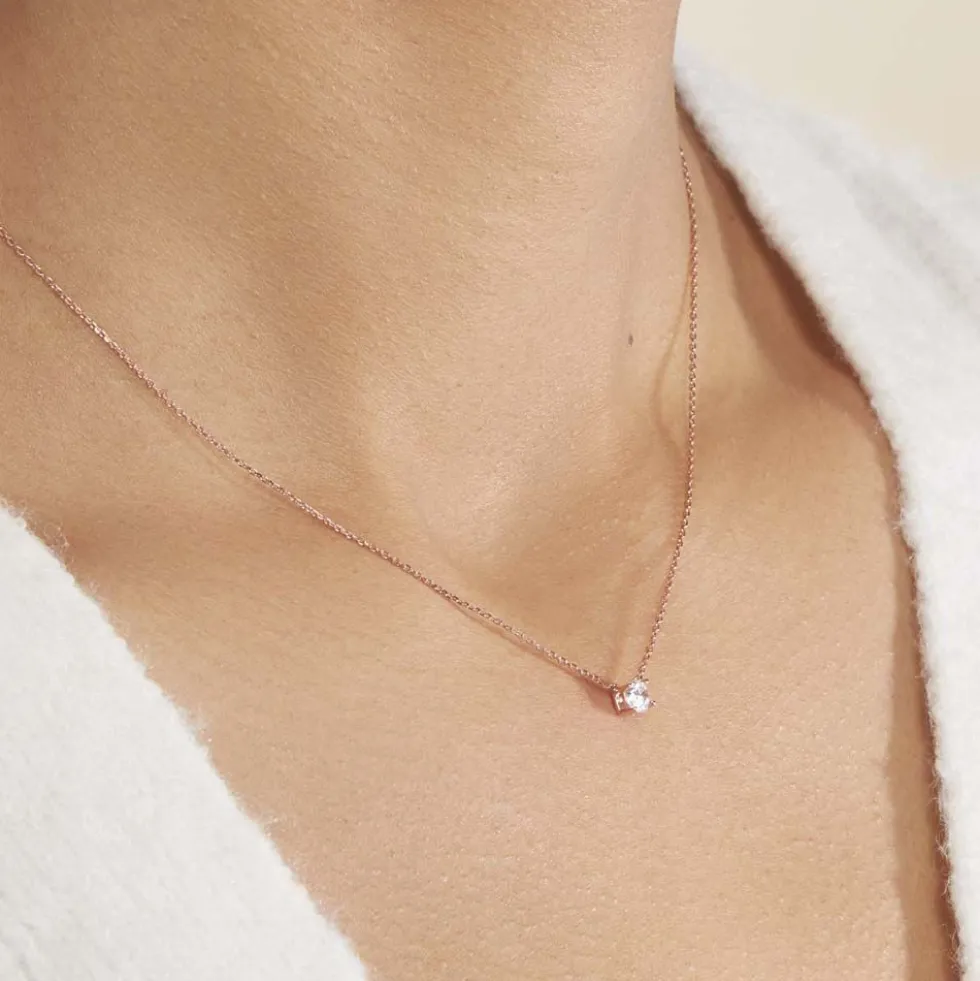 Collier Ponama Or Rose Oxyde De Zirconium