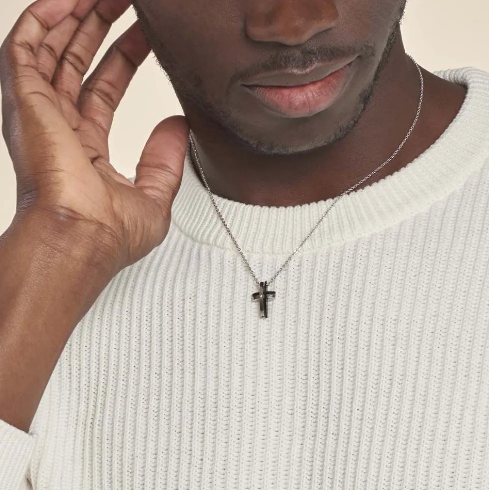 Collier Ruya Acier Bicolore Oxyde De Zirconium