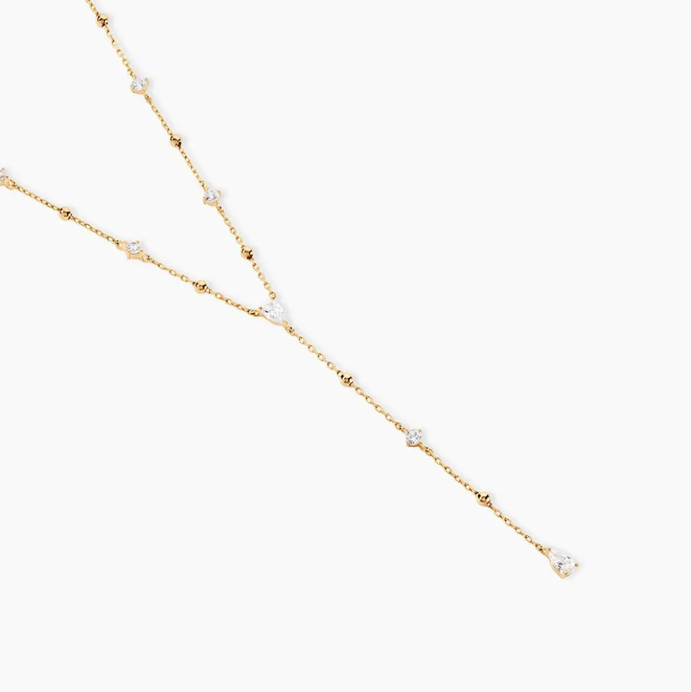 Collier Scintillante Plaqué Or Jaune Oxyde De Zirconium