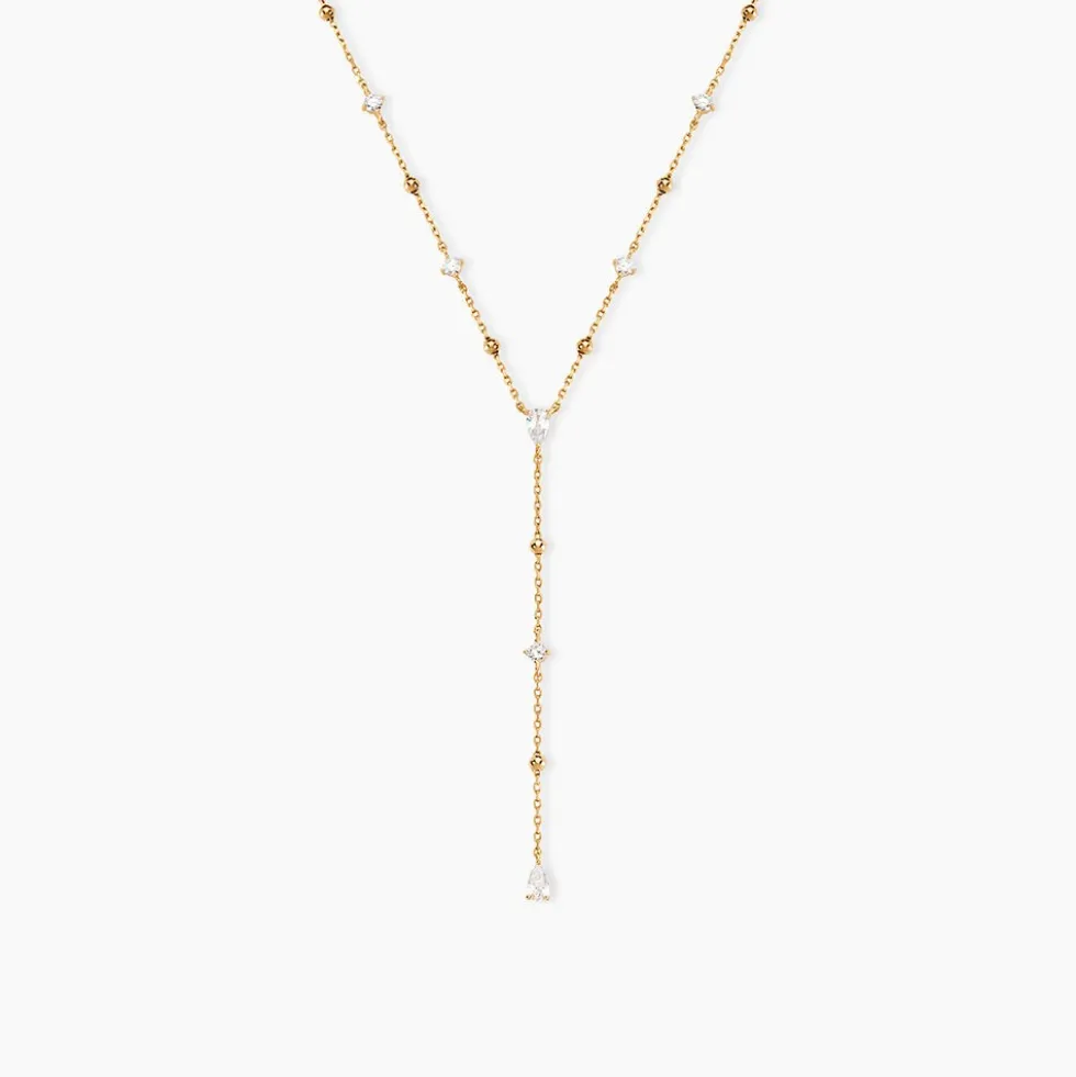 Collier Scintillante Plaqué Or Jaune Oxyde De Zirconium