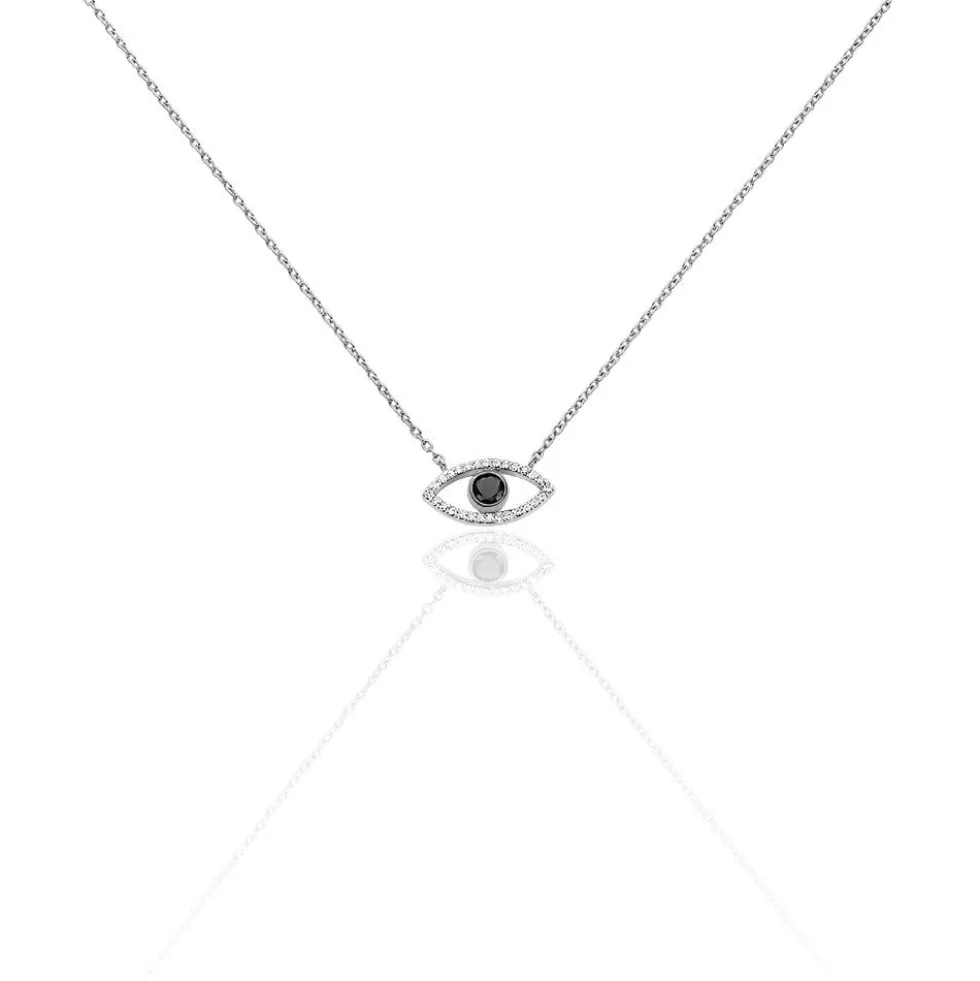 Collier Shemsi Argent Blanc Oxyde De Zirconium