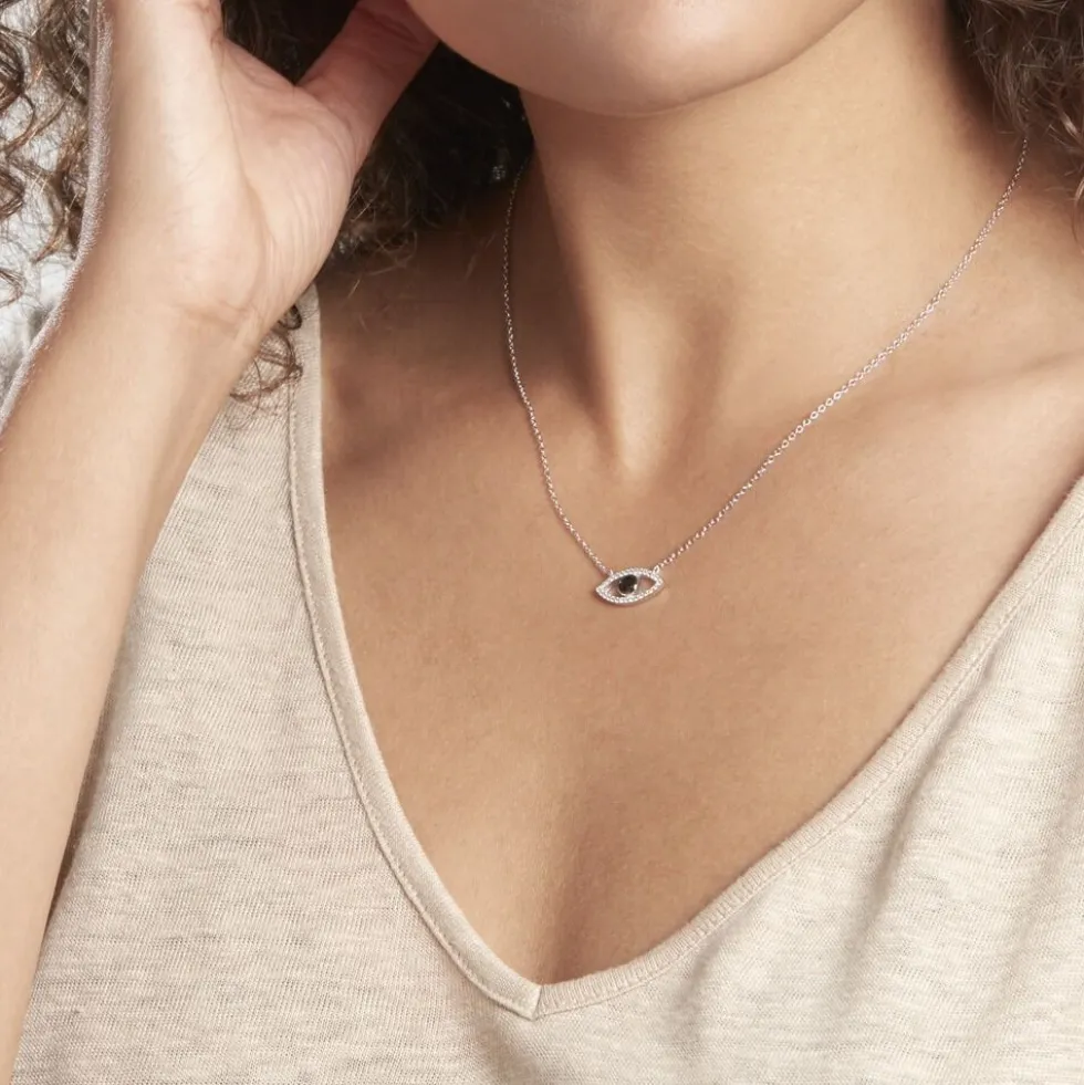Collier Shemsi Argent Blanc Oxyde De Zirconium