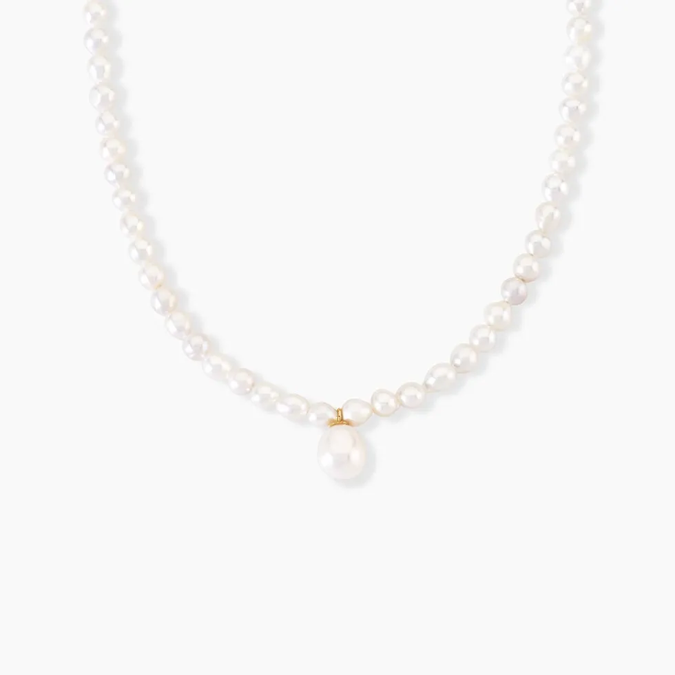 Collier Stella-rose Or Jaune Perle De Culture