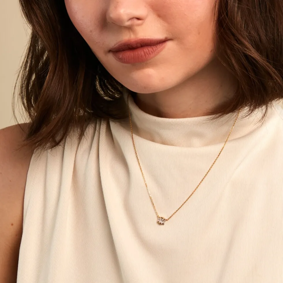 Collier Valentyne Plaque Or Jaune Oxyde De Zirconium