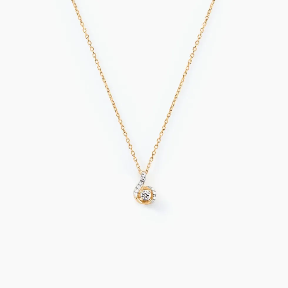 Collier Vrille Accompagnee Or Jaune Diamant