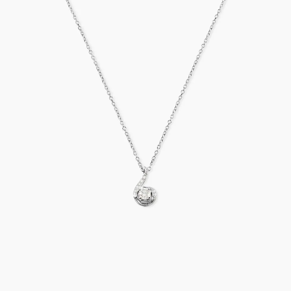 Collier Vrille Accompagnee Or Blanc Diamant