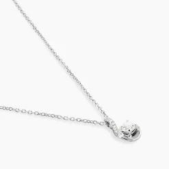 Collier Vrille Accompagnee Or Blanc Diamant
