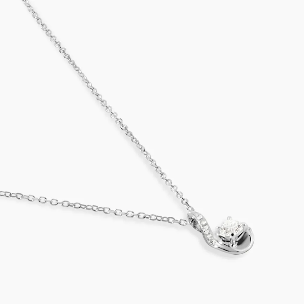 Collier Vrille Accompagnee Or Blanc Diamant