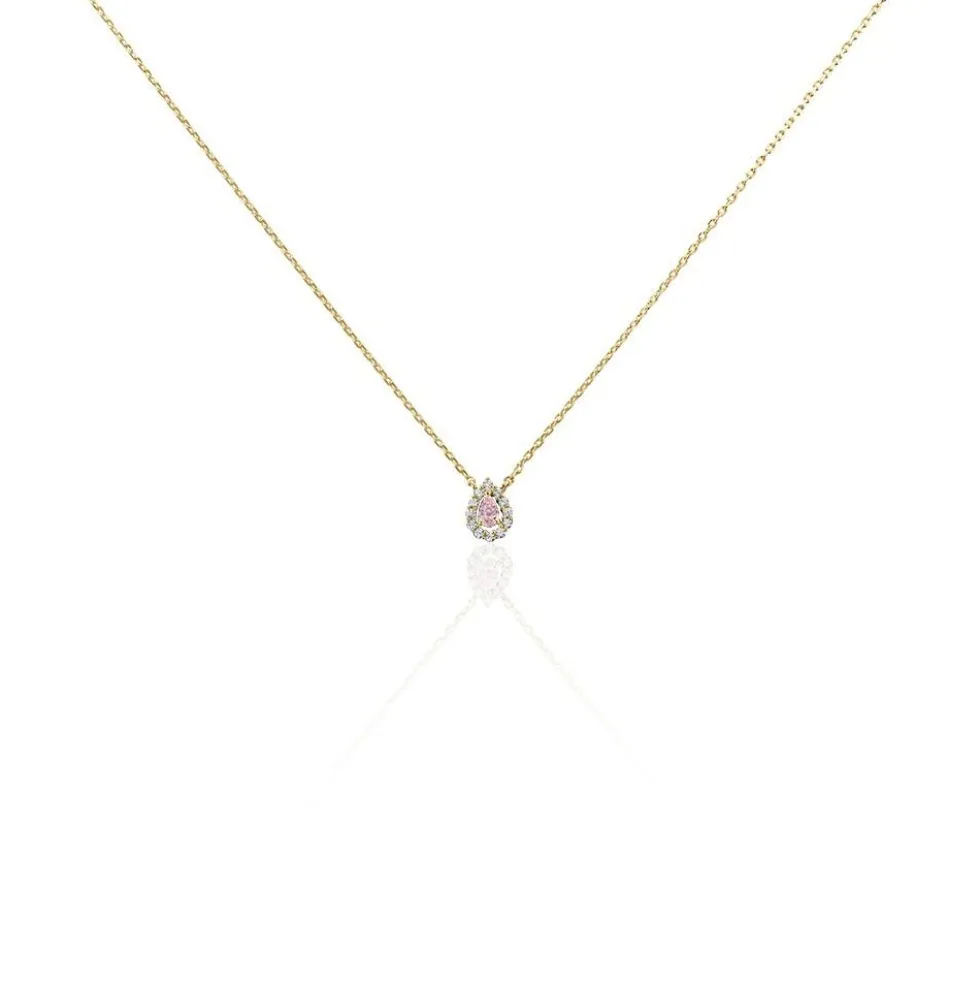 Collier Zihna Plaqué Or Jaune Pierre De Synthèse Oxyde