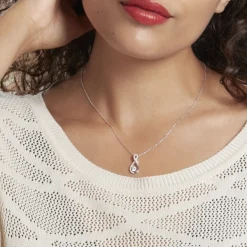 Collier Absa Argent Blanc Oxyde De Zirconium
