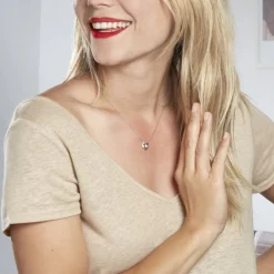 Collier Aggie Argent Blanc Oxyde De Zirconium