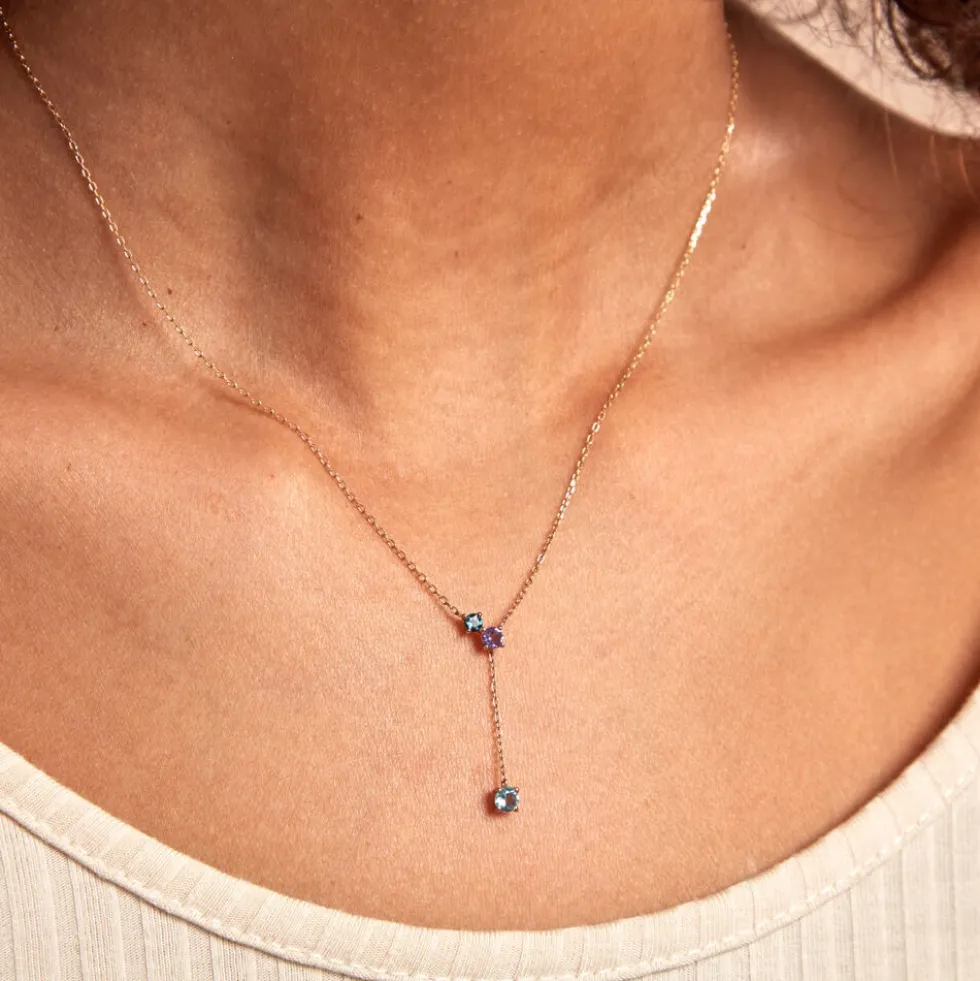 Collier Amaranta Or Jaune Topaze Améthyste